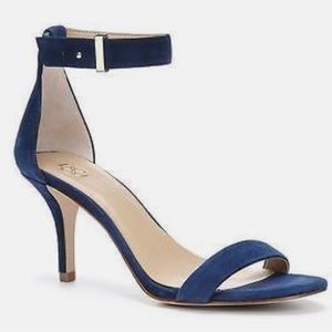 Ann Taylor Kitten Heels Ankle Strap Sandals- navy